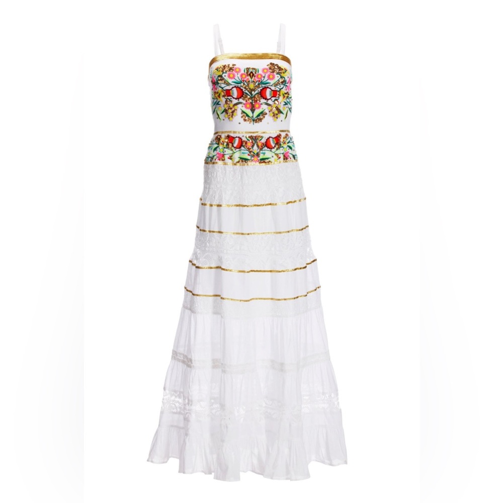 Boston Proper White Maxi Dress with Colorful Floral Embroidery - Picture 5 of 13